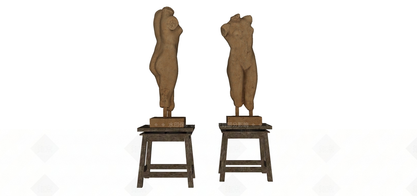 侘寂人像雕塑SU模型下载【ID:1109567947】