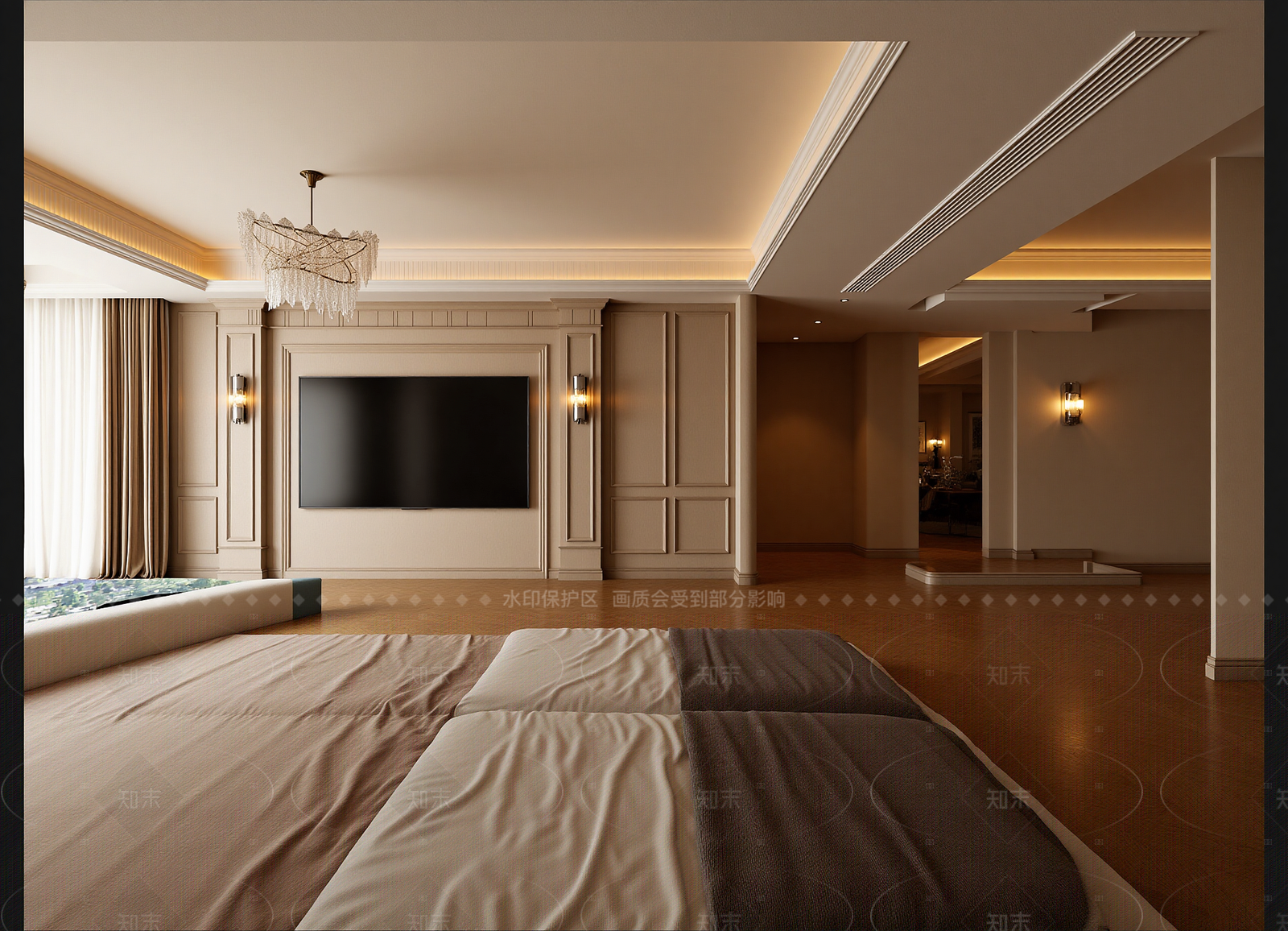 美式酒店客房3D模型下载【ID:1214919727】