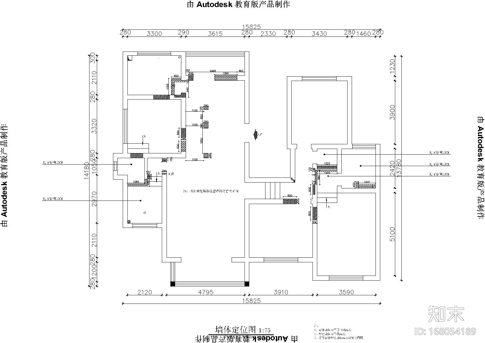 铭筑设计-贵州兴义户型施工图+效果图cad施工图下载【ID:168054189】