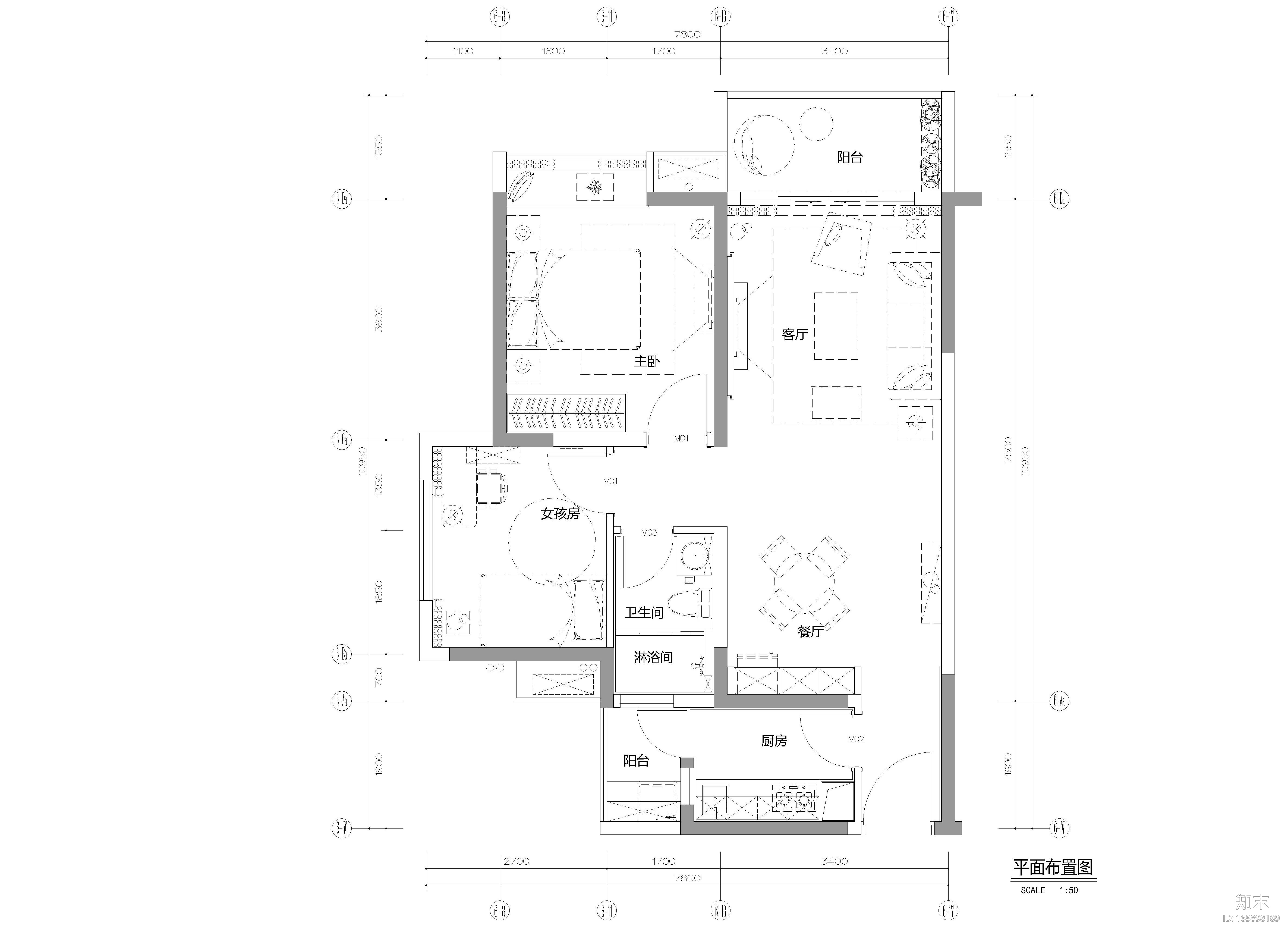 [广东]深圳熙璟城豪苑B户型样板间丨施工图cad施工图下载【ID:165898189】