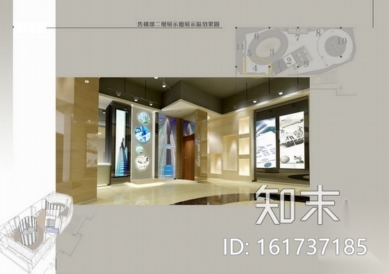 [大连]现代售楼展示中心室内装修施工图（含实景效果）cad施工图下载【ID:161737185】