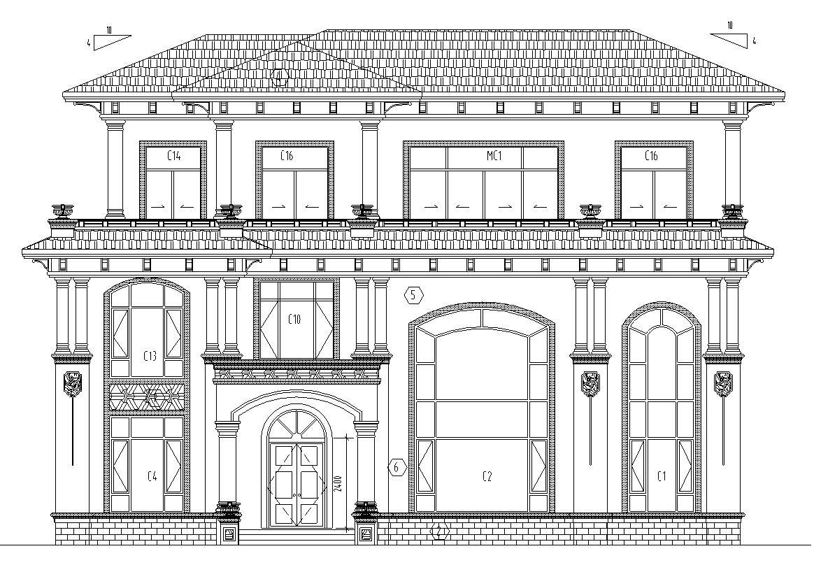 框架结构单家独院式别墅建筑设计（CAD+效果图）cad施工图下载【ID:149894185】