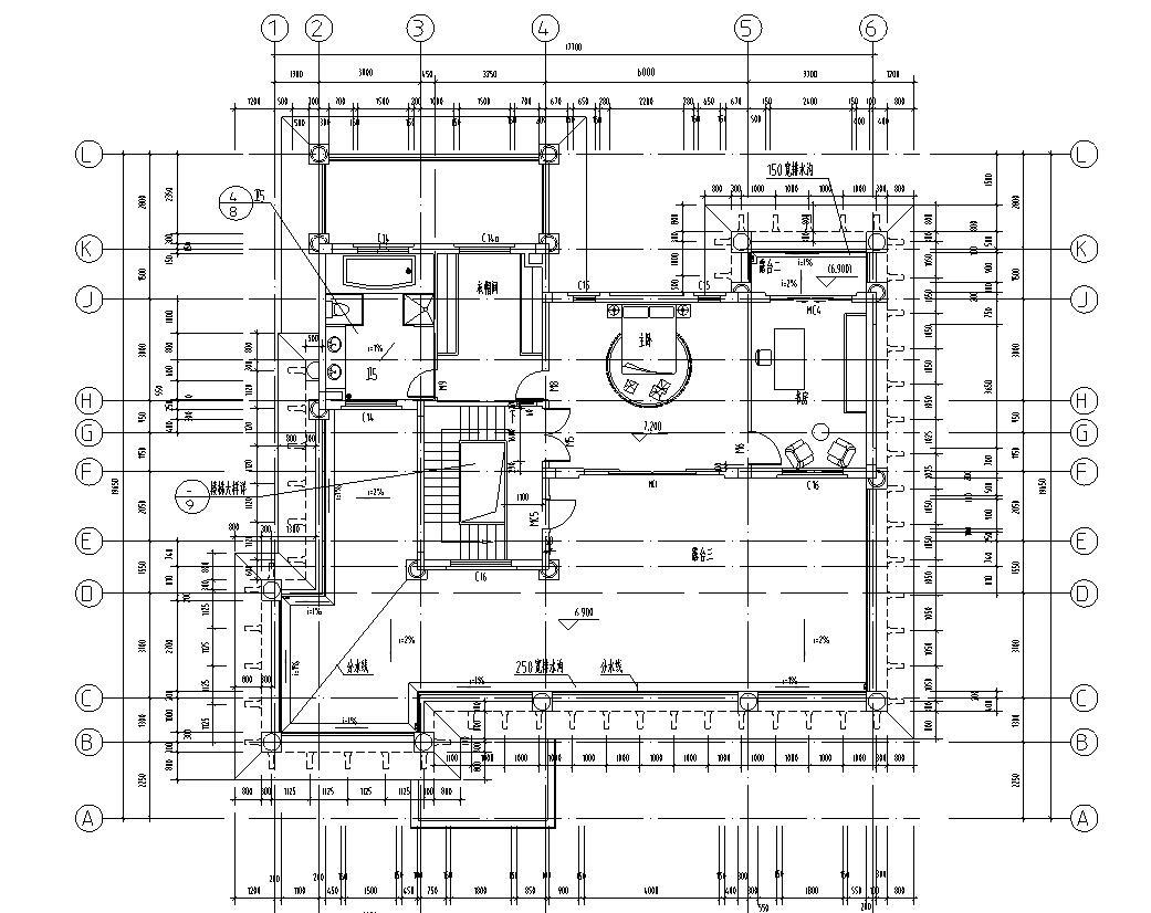 框架结构单家独院式别墅建筑设计（CAD+效果图）cad施工图下载【ID:149894185】