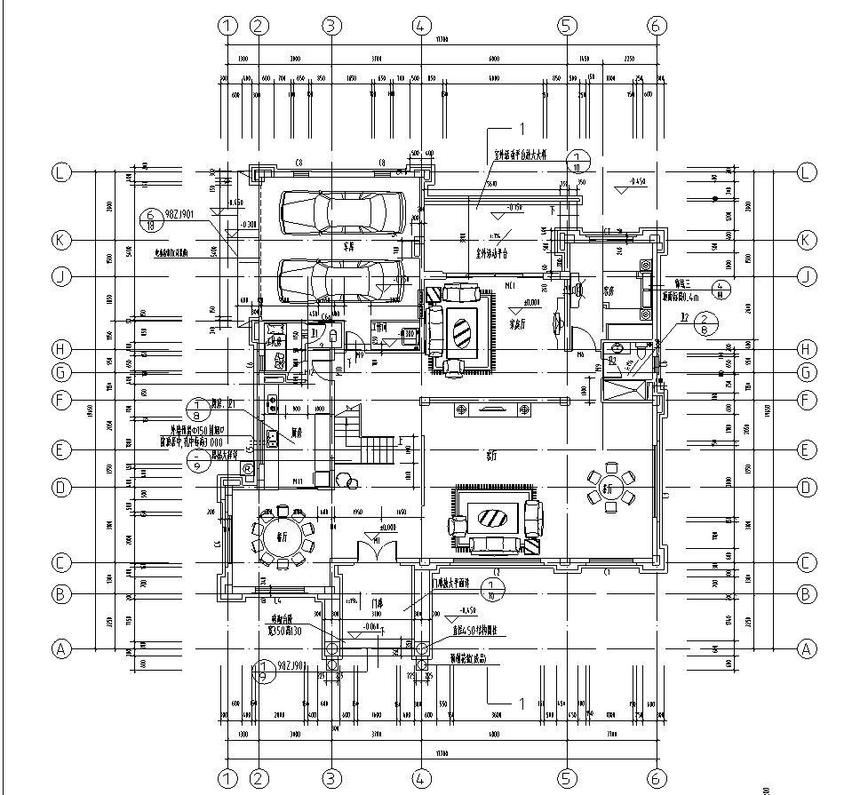 框架结构单家独院式别墅建筑设计（CAD+效果图）cad施工图下载【ID:149894185】