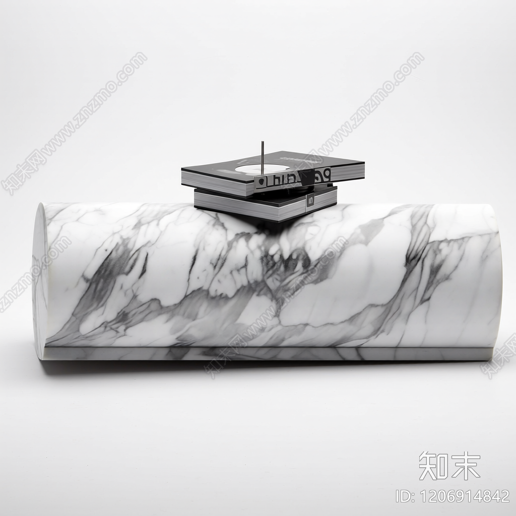 大理石圆柱茶几组合3D模型下载【ID:1206914842】