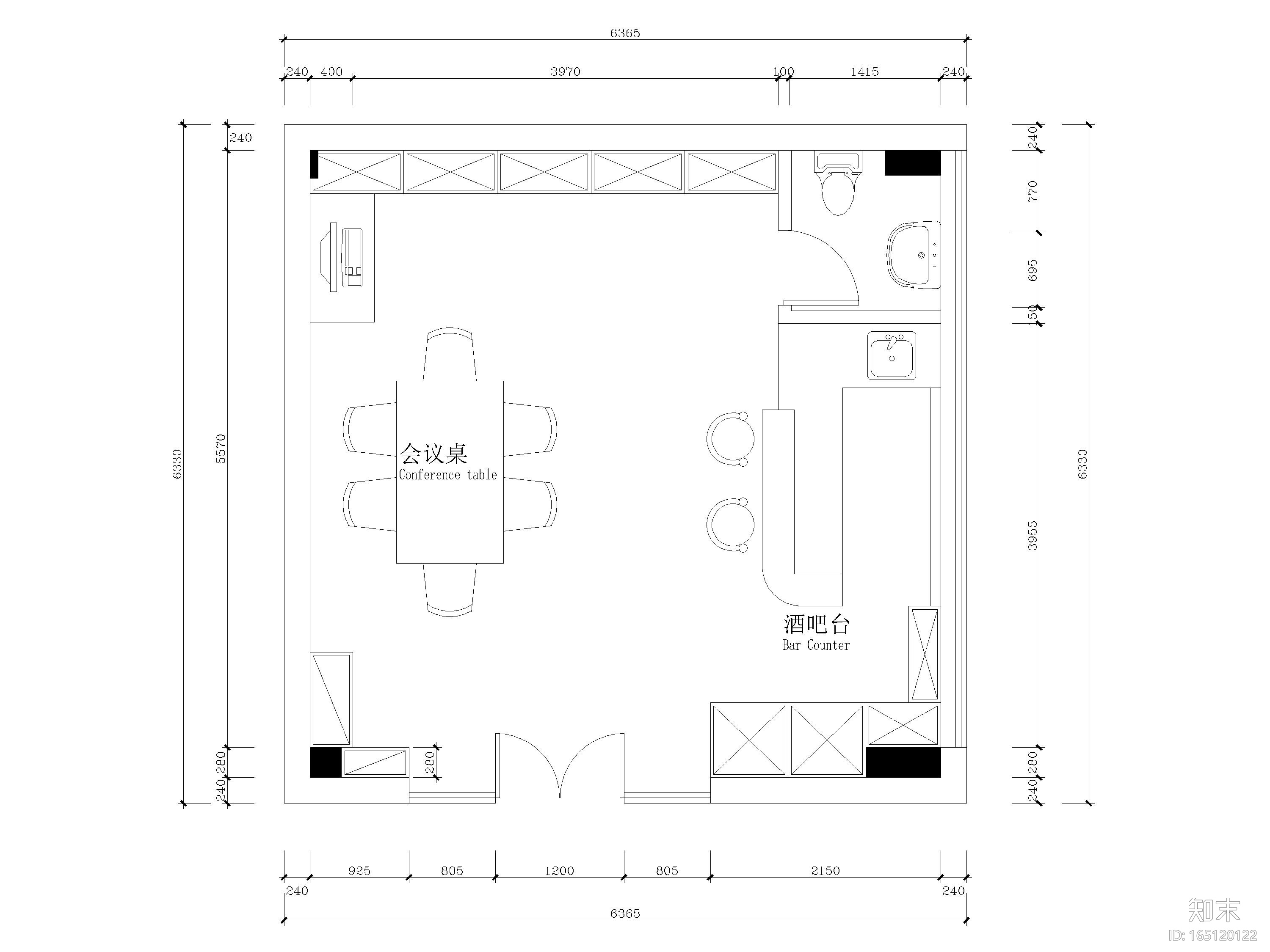 [广州]34㎡现代居酒屋室内装饰设计施工图cad施工图下载【ID:165120122】