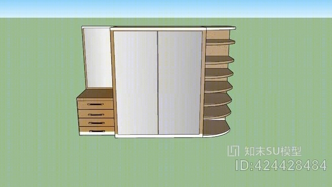 梳妆台衣柜架SU模型下载【ID:424428484】