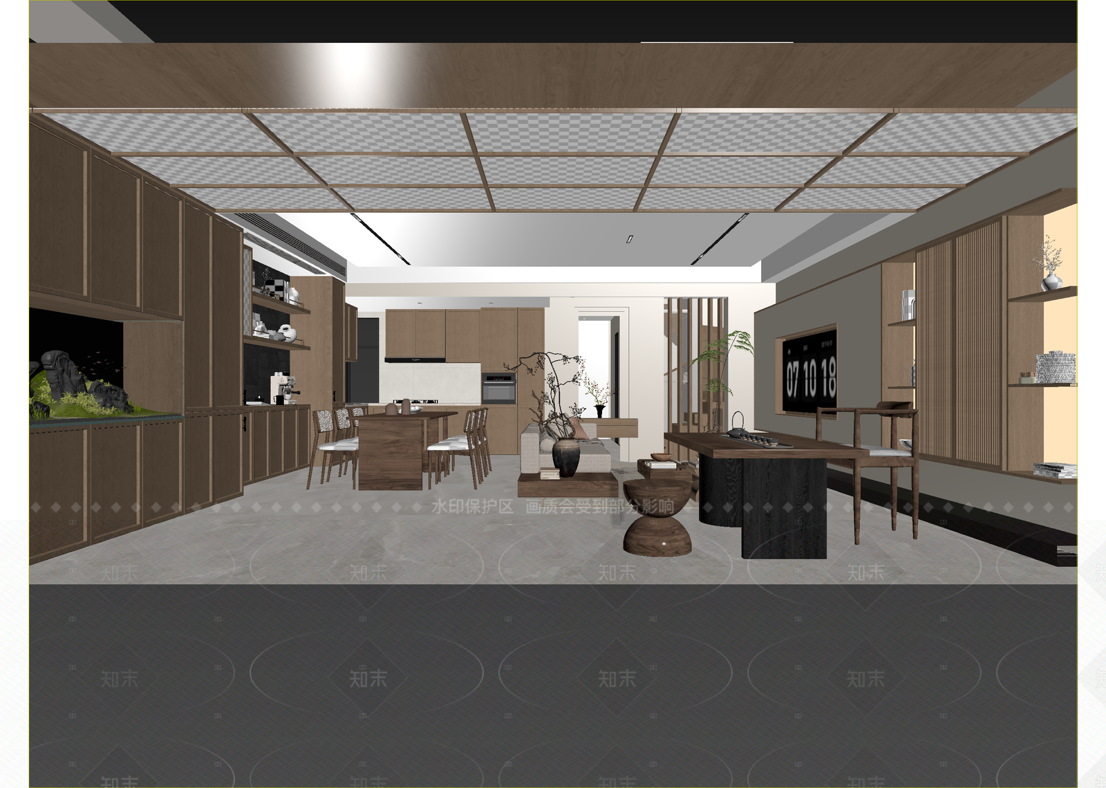 新中式客餐厅3D模型下载【ID:1214966635】