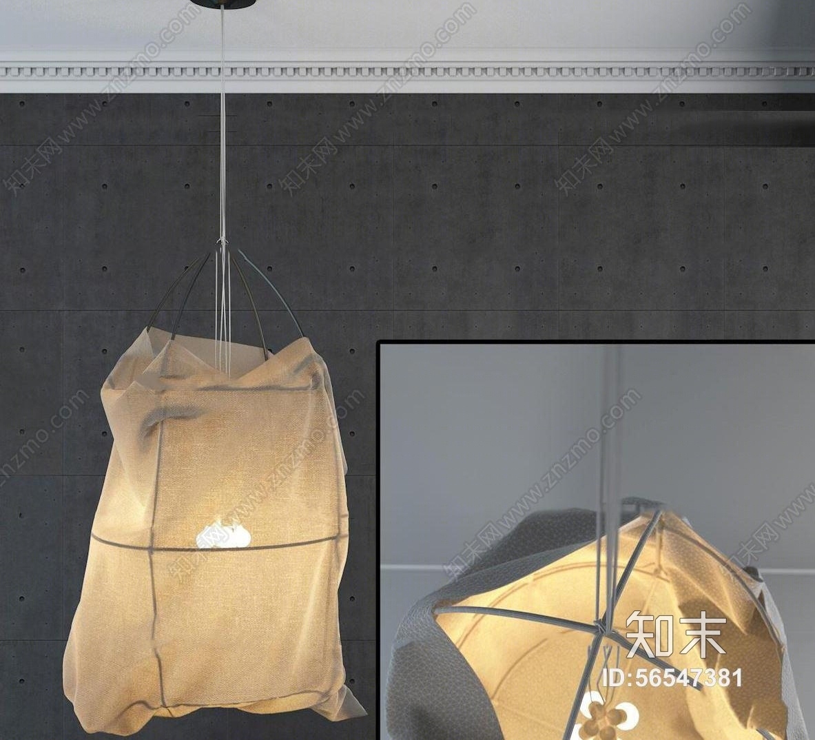 现代灯笼吊灯3D模型下载【ID:56547381】