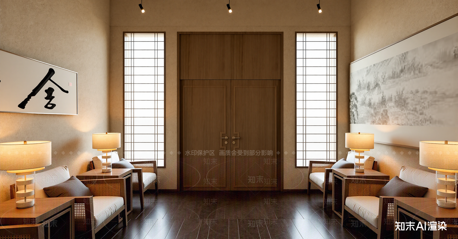 新中式接待室SU模型下载【ID:1215976737】