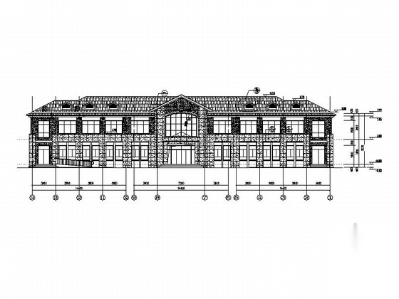 中式风格老年人活动中心建筑施工图cad施工图下载【ID:160733145】