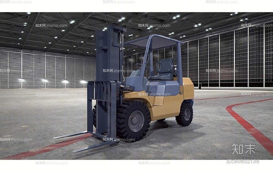 黑色叉车3D模型下载【ID:90802136】