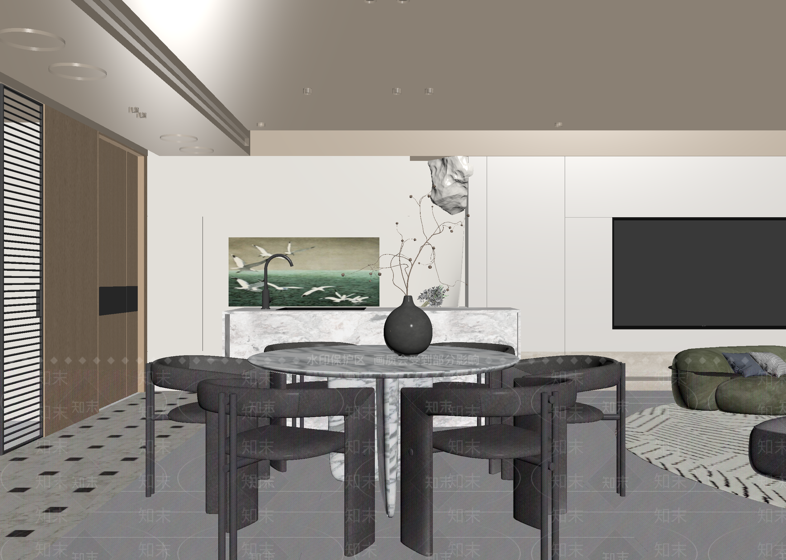 现代客餐厅3D模型下载【ID:1215132433】