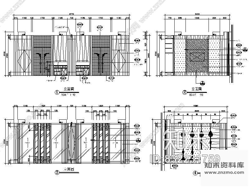 图块/节点中餐厅包间立面图cad施工图下载【ID:832231759】