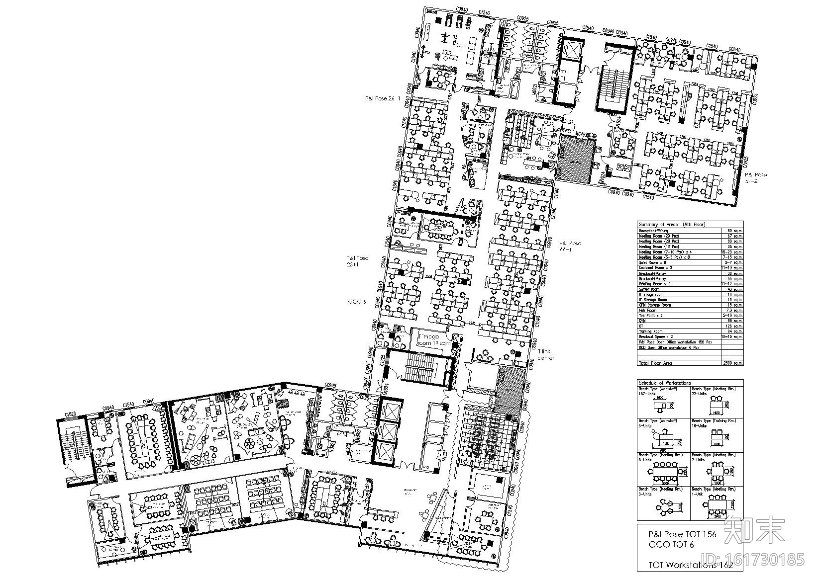 [成都]2000㎡二层现代办公空间施工图+实景cad施工图下载【ID:161730185】