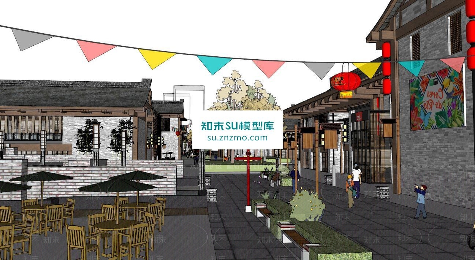 商业街场景SU模型下载【ID:163204114】