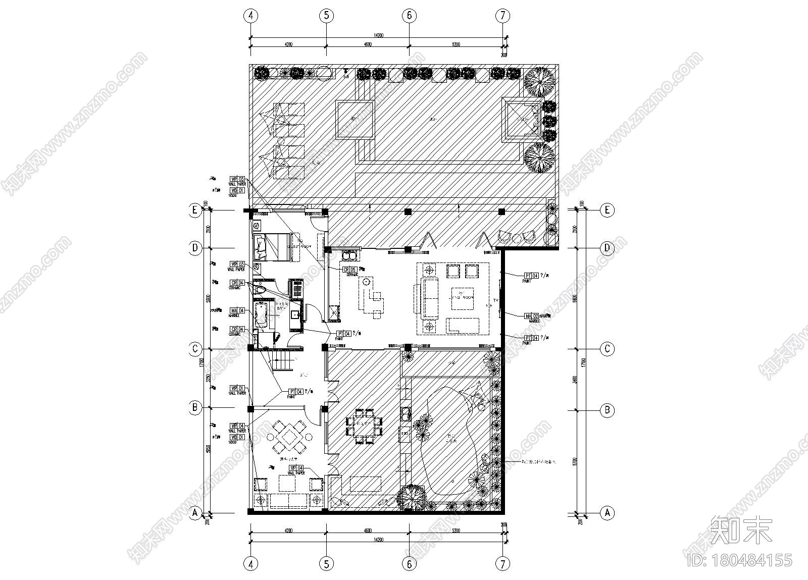 [上海]葛亚曦-上海绿地启东项目180A户型四居室样板房...cad施工图下载【ID:180484155】