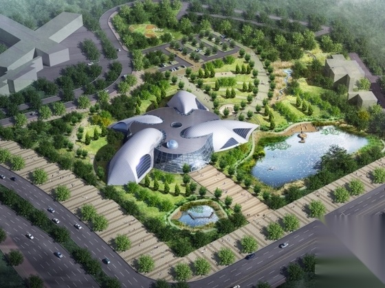 [东莞]某二层科技馆建筑施工图（含效果图）cad施工图下载【ID:166451199】