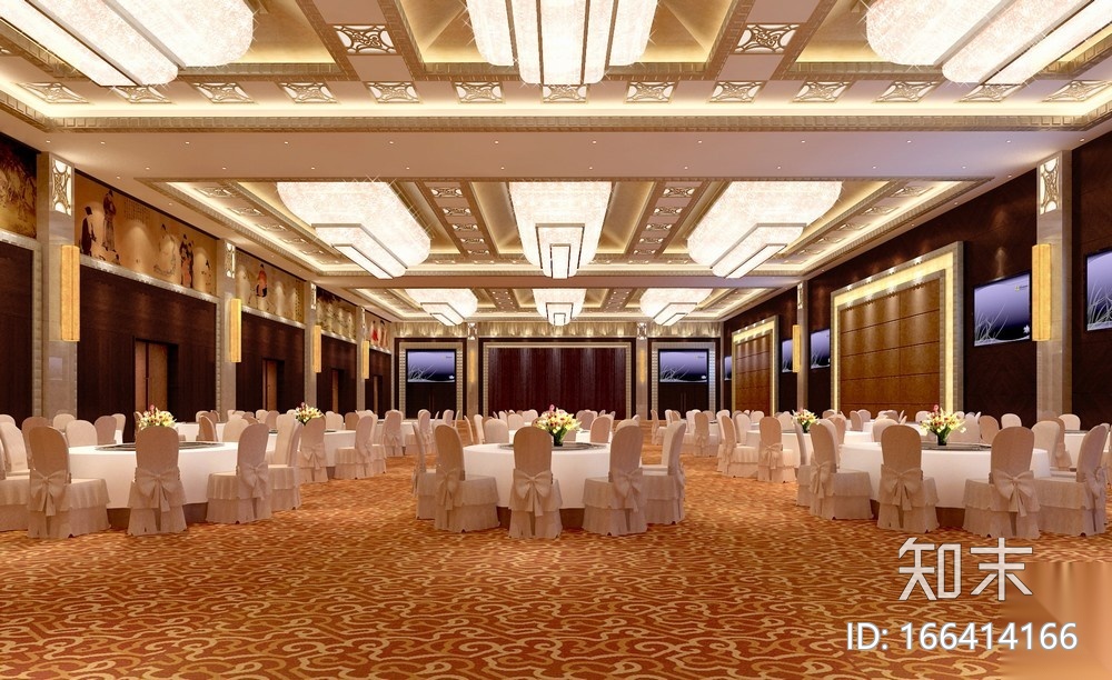 金沙明珠宴会酒店设计施工图（附效果图）cad施工图下载【ID:166414166】
