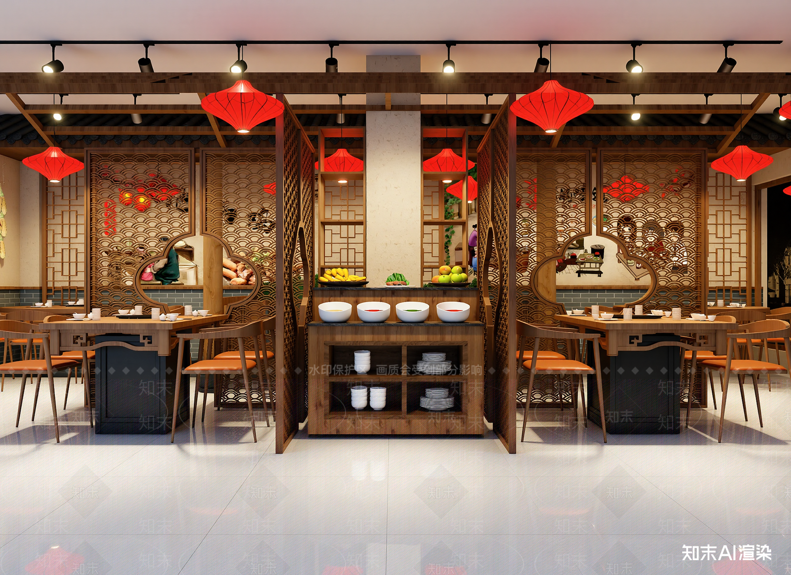 新中式中餐厅3D模型下载【ID:1214272864】