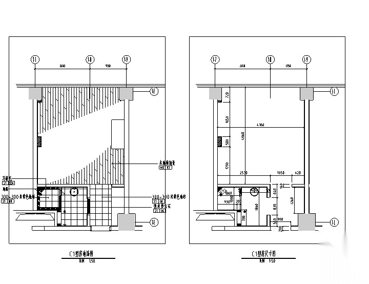 [上海]礼顿国际公寓C1F1G1型样板间施工图cad施工图下载【ID:160495163】