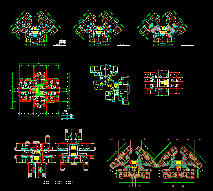 104套高层住宅建筑施工图合集施工图下载【ID:165601107】