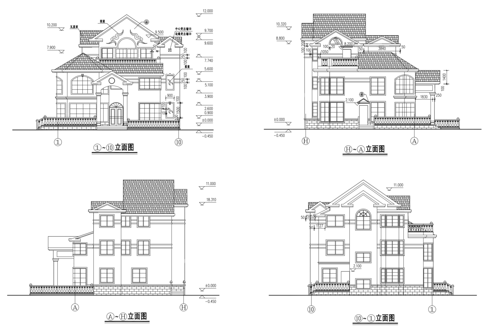 欧陆风格私人独栋别墅建筑设计施工图（含CAD、JPG）施工图下载【ID:149889165】