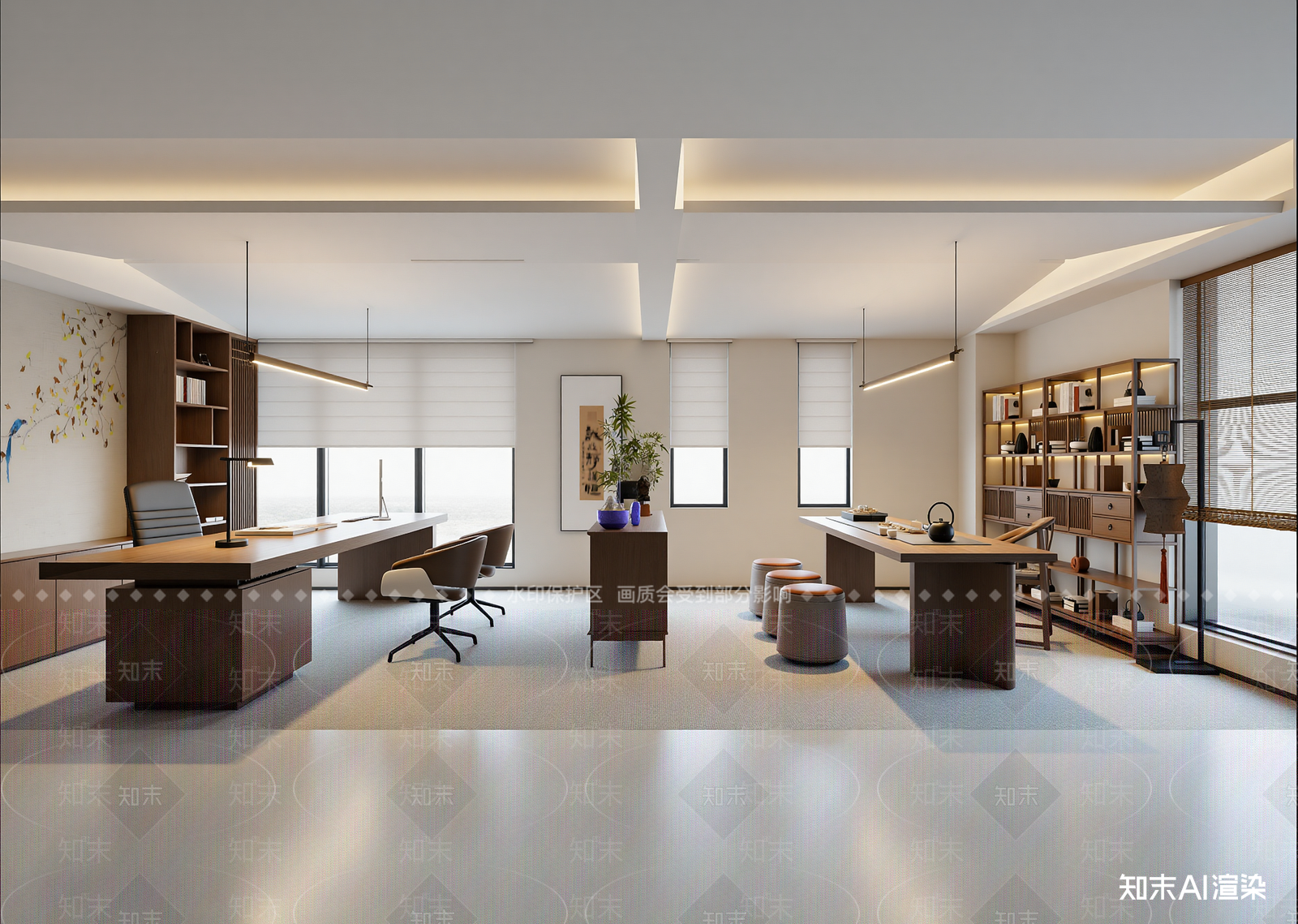新中式办公室3D模型下载【ID:1215924068】