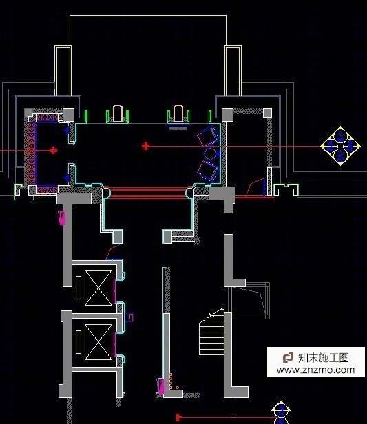 深圳知名公司电梯大堂施工图cad施工图下载【ID:36922367】
