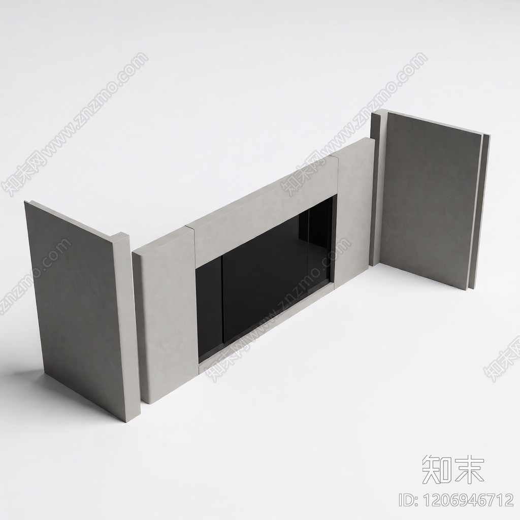 灰色面板隔断组件3D模型下载【ID:1206946712】