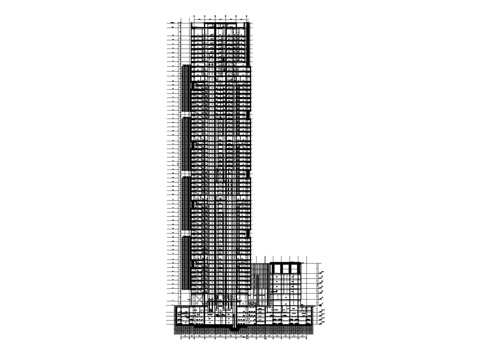 [河南]郑州绿地中央广场现代风高层综合体办公建筑施工图...cad施工图下载【ID:149934152】