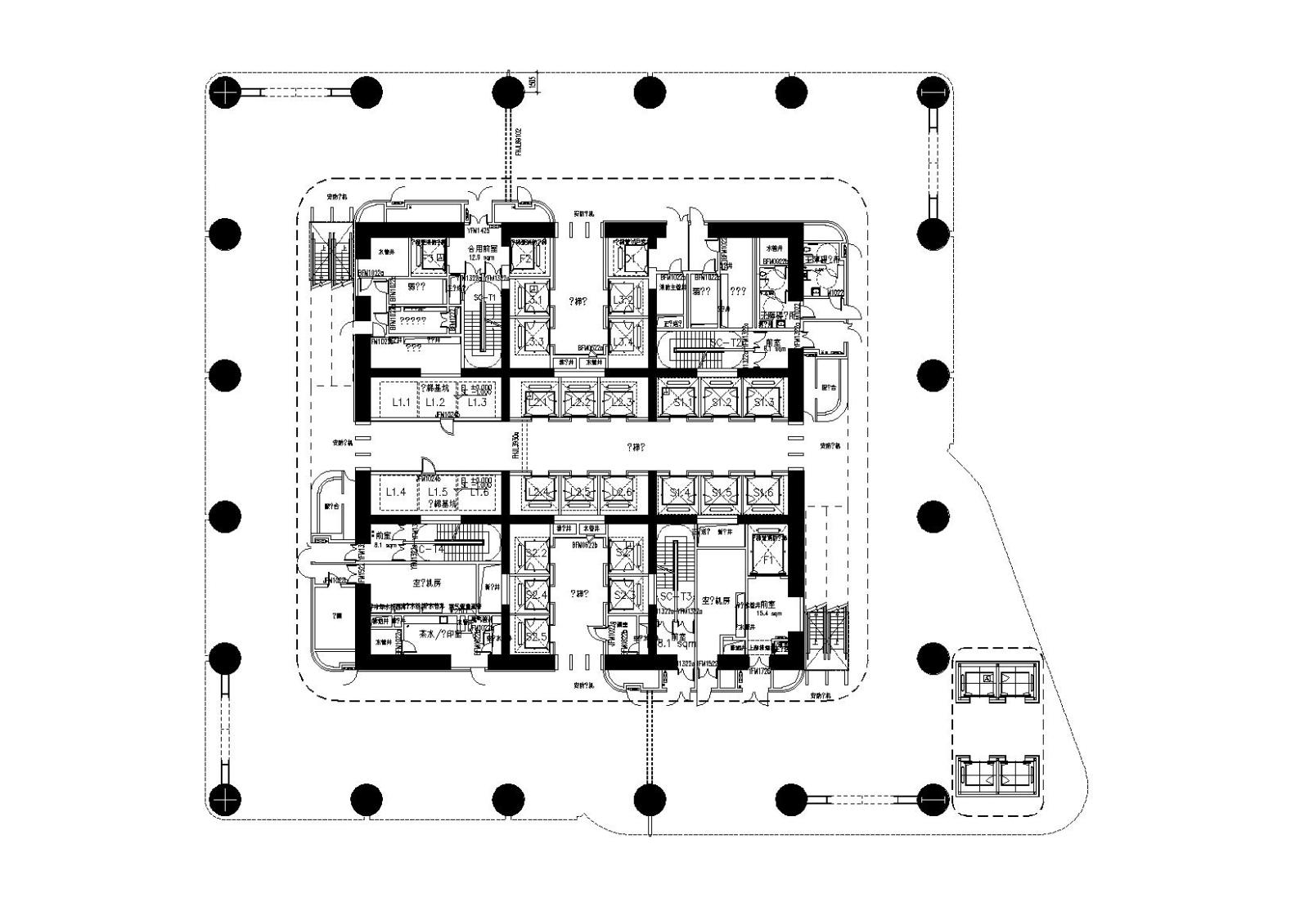 [河南]郑州绿地中央广场现代风高层综合体办公建筑施工图...cad施工图下载【ID:149934152】