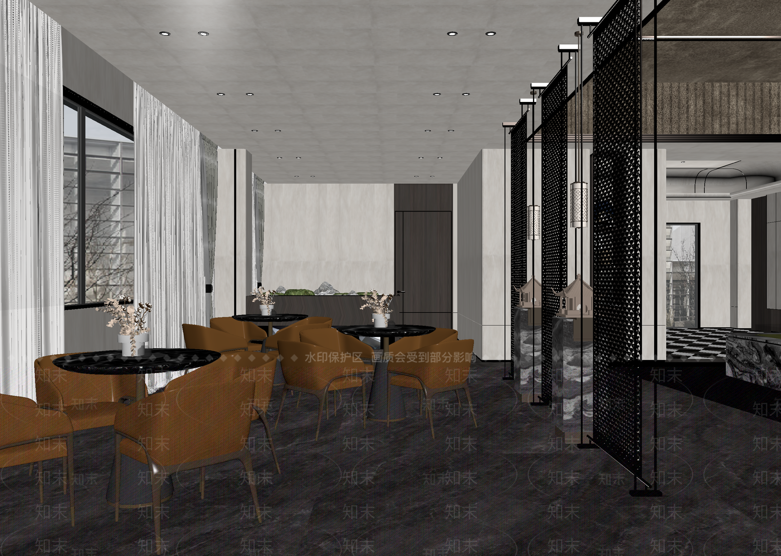 新中式酒店大堂3D模型下载【ID:1215170182】