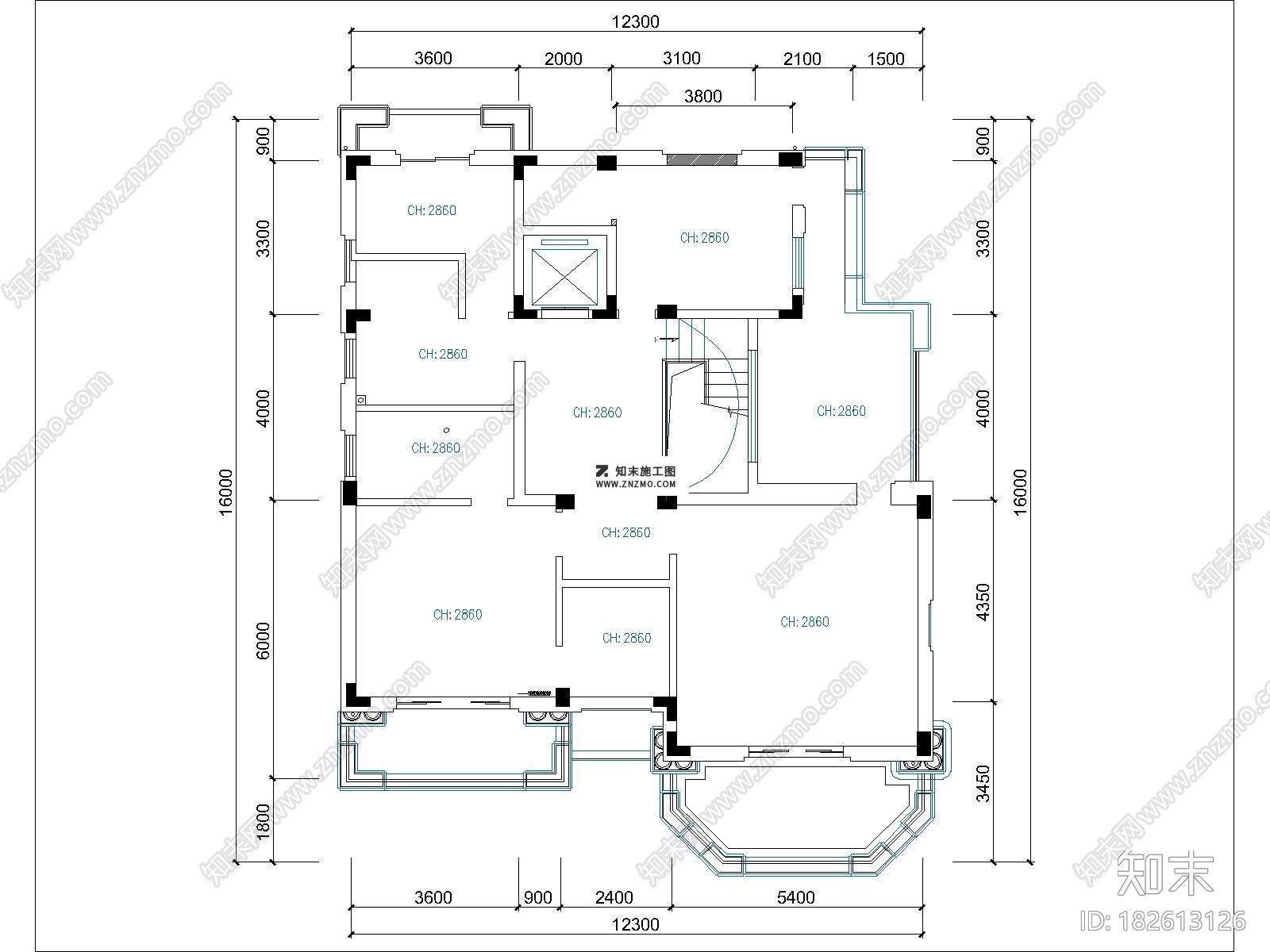 欧式南通博园岚郡别墅效果图及CAD施工图下载施工图下载【ID:182613126】