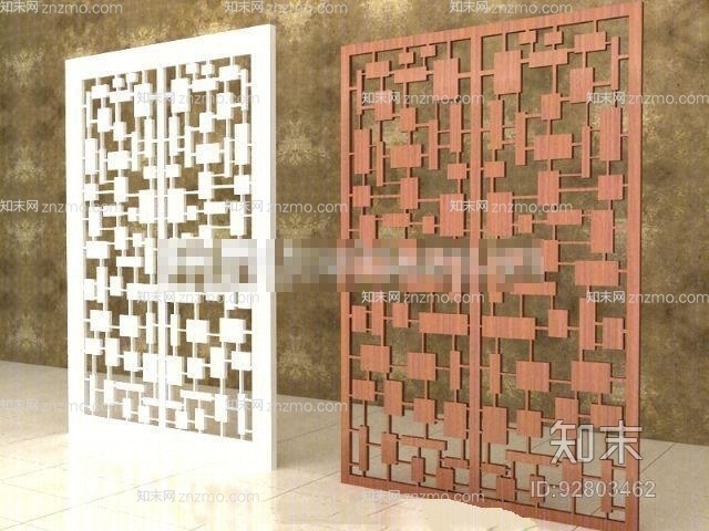 现代木艺镂空屏风3D模型下载【ID:92803462】