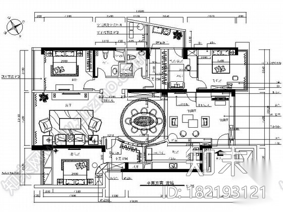 [厦门]欧式四室两厅居室完整施工图cad施工图下载【ID:182193121】