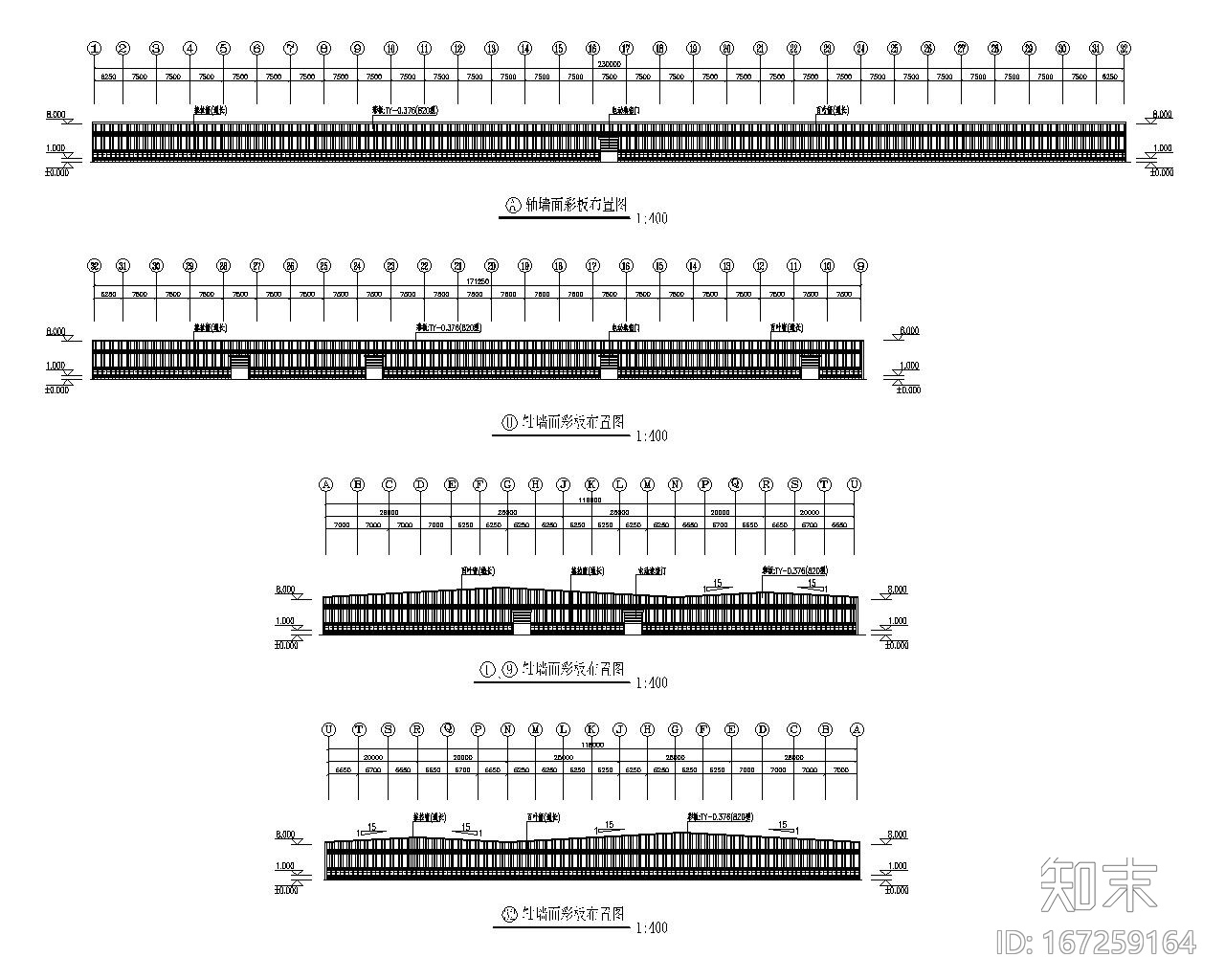 大型钢结构厂房施工图230x90米（CAD）cad施工图下载【ID:167259164】