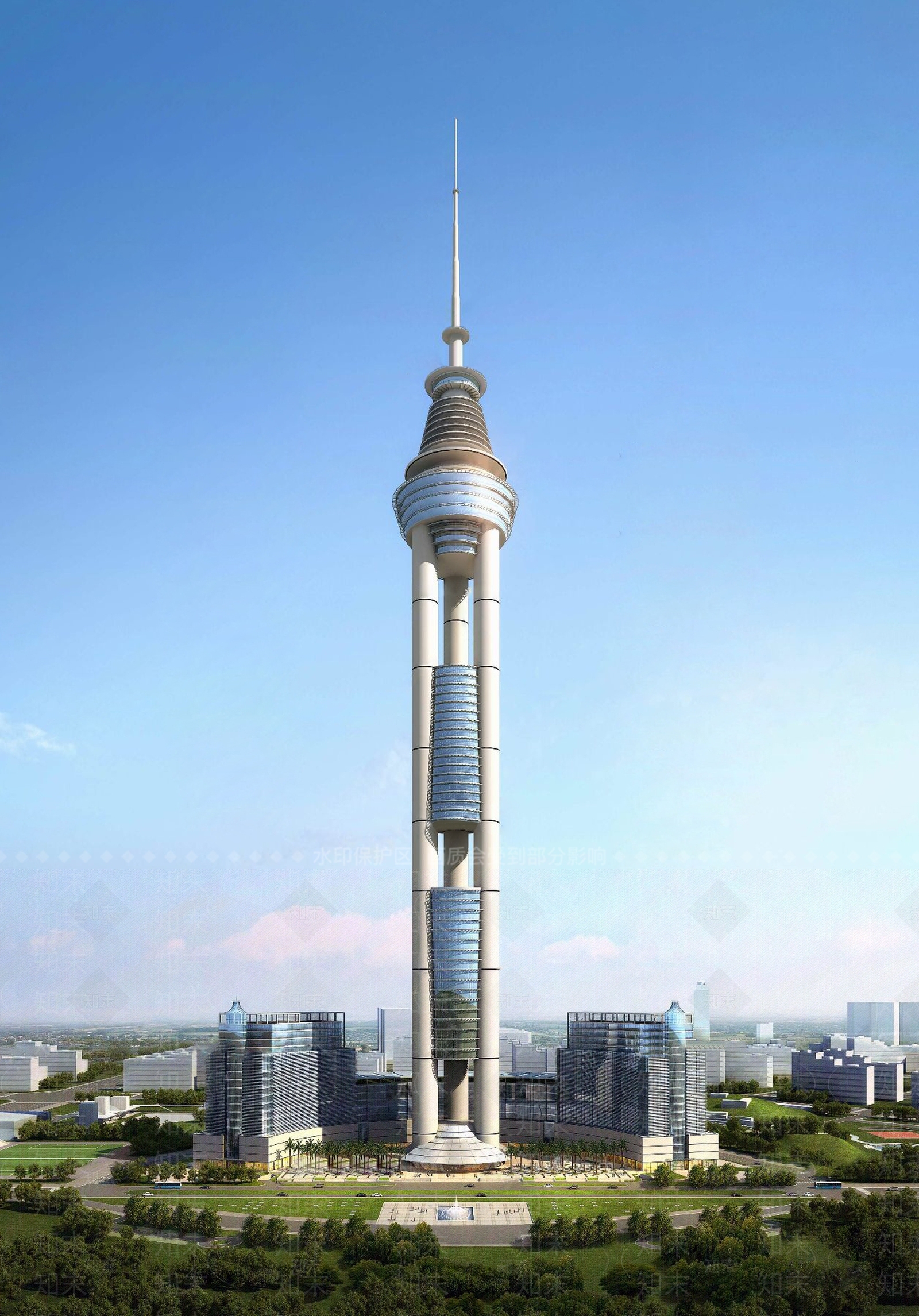 现代电视塔外观3D模型下载【ID:188414009】