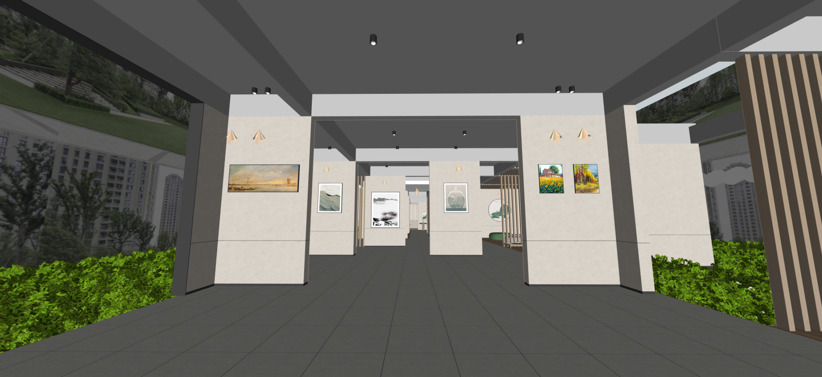 现代艺术展厅SU模型下载【ID:1222191570】
