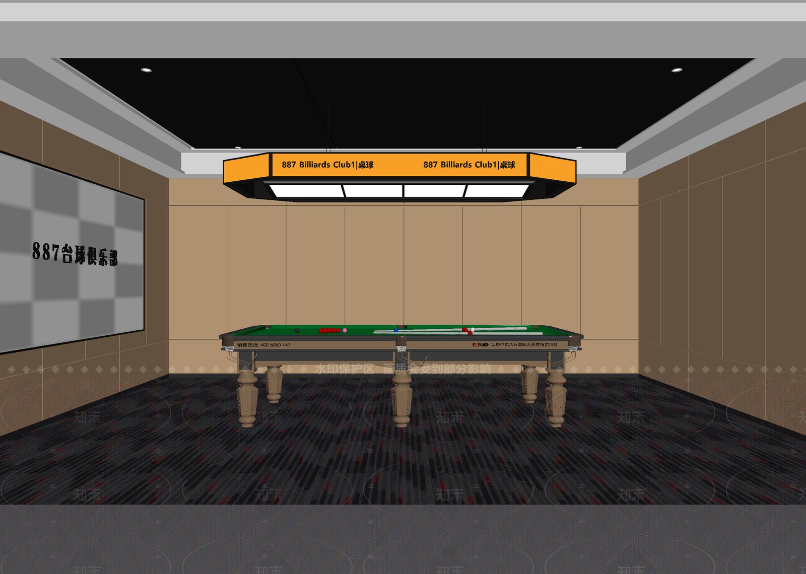 现代台球室3D模型下载【ID:1214927587】