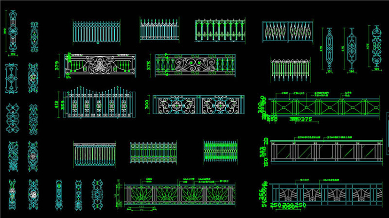 铁艺栏杆图库CAD景观图纸cad施工图下载【ID:149750111】