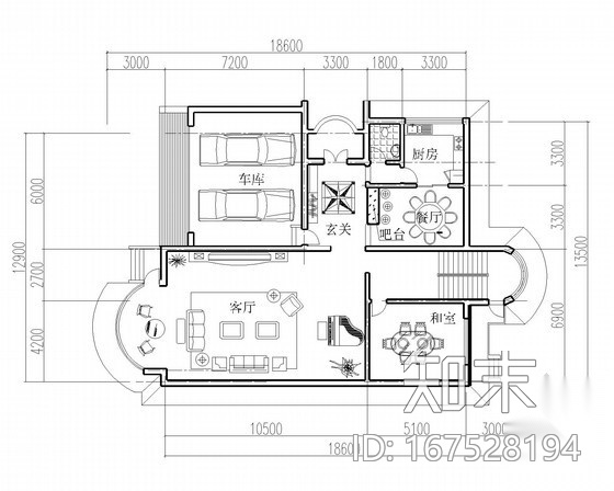 某三层独栋别墅户型图（688平方米）cad施工图下载【ID:167528194】