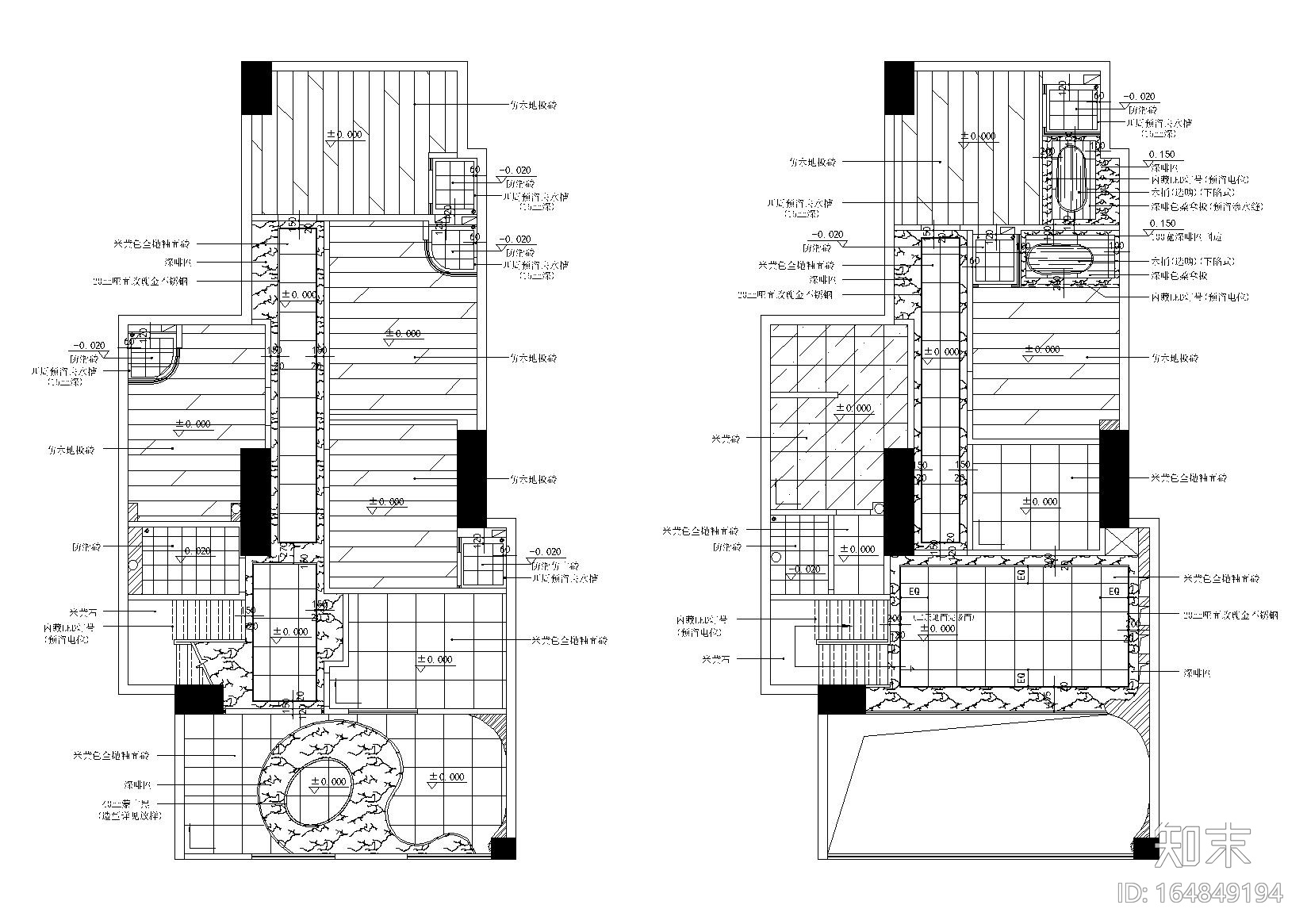 [广州]-新塘美容养生馆190㎡s施工图+效果图cad施工图下载【ID:164849194】