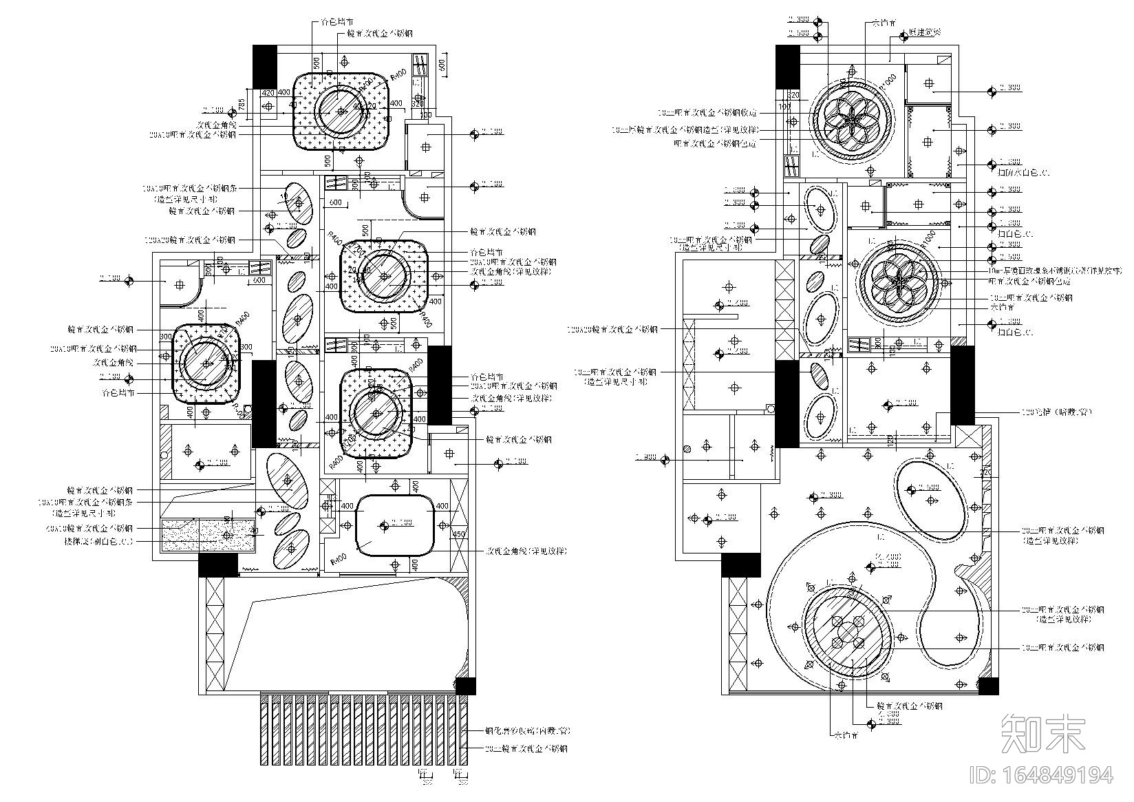 [广州]-新塘美容养生馆190㎡s施工图+效果图cad施工图下载【ID:164849194】