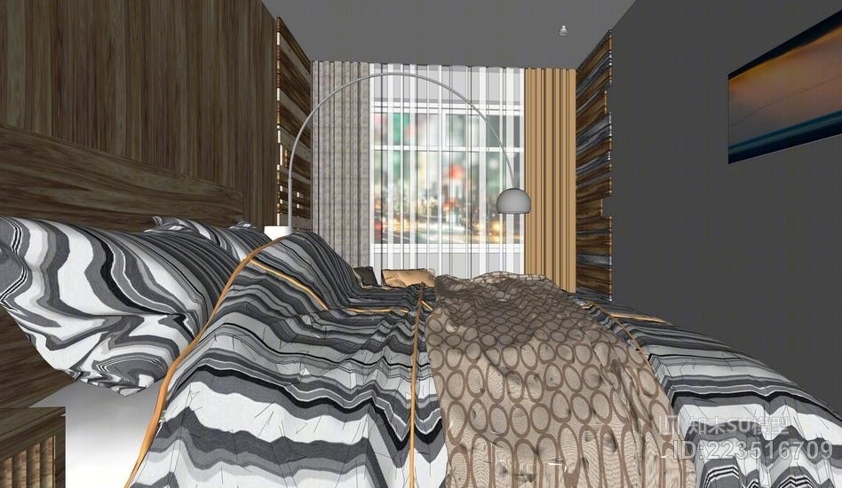 现代单身公寓室内设计SU模型下载【ID:223516709】