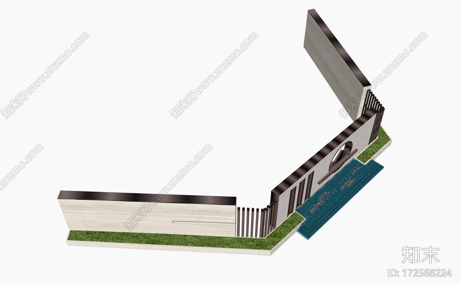 新中式景墙围墙组合SU模型下载【ID:172568224】