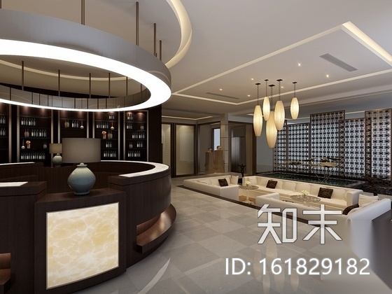 [嘉兴]休闲会所中式风格大堂吧室内施工图（含效果图）cad施工图下载【ID:161829182】