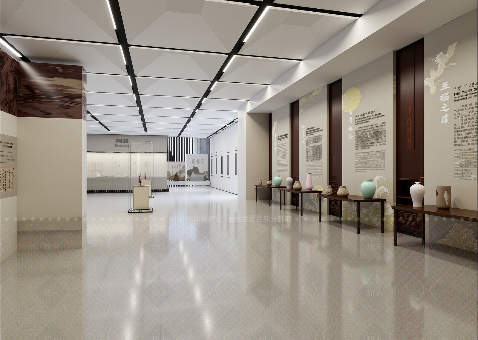 现代陶瓷展厅3D模型下载【ID:1214625679】