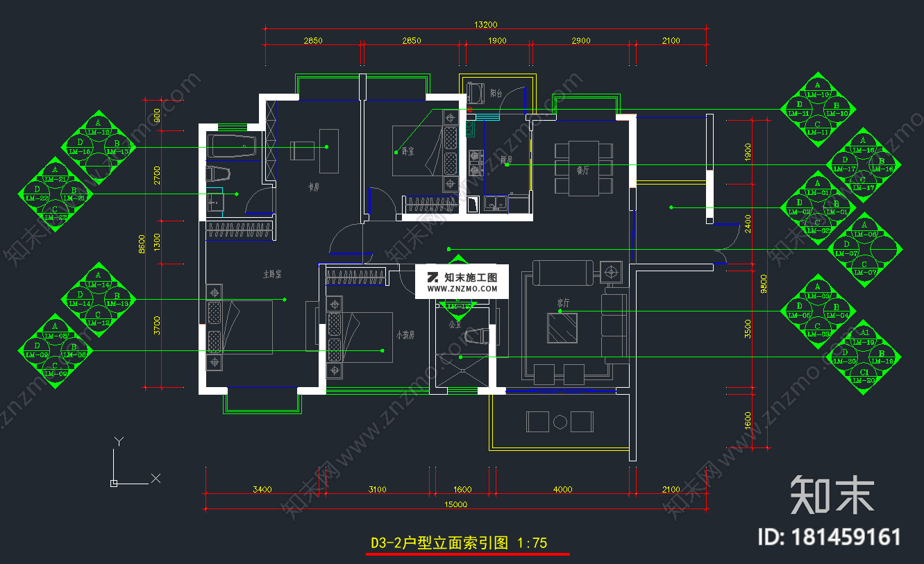 现代简约风格CAD施工图下载、现代简约风格dwg文件下载施工图下载【ID:181459161】