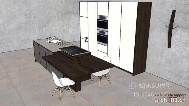 家居开放厨房SU模型下载【ID:318011080】
